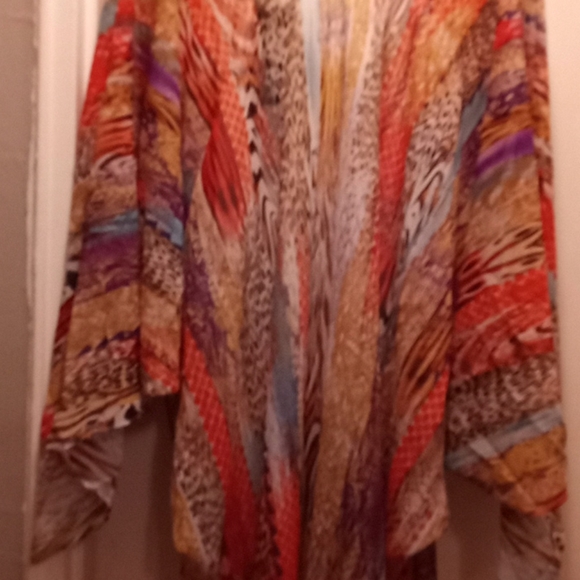 KIMONO Mix-Print Open Front Maxi Small Med Large - Picture 11 of 12